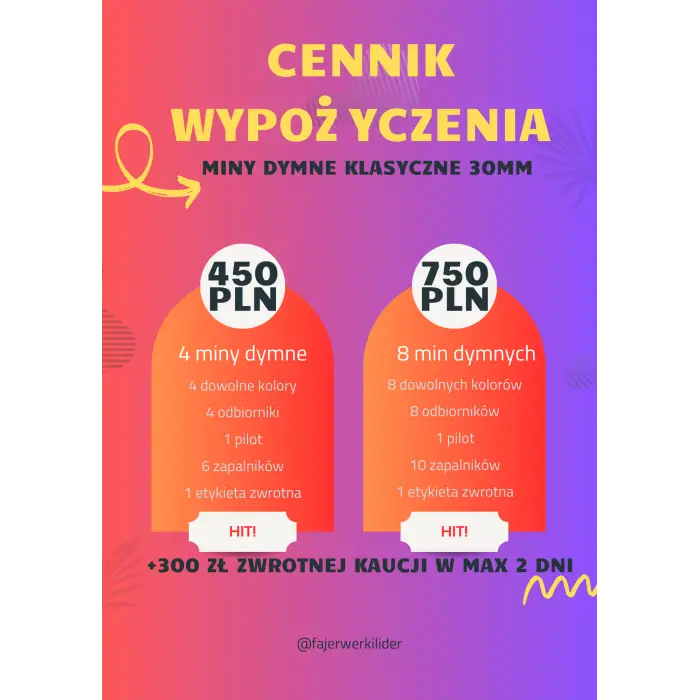ZESTAW MIN DYMNYCH Z SYSTEMEM DO ODPALANIA - WYPOŻYCZENIE