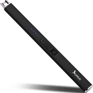 SUPRUS Electric Lighter Arc Windproof Flameless USB Lighter Rechargeable Lighter with Safety Lock for Candles BBQ Camping (Black)