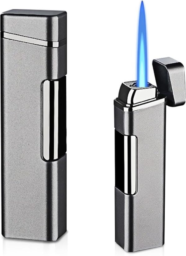 2pcs Jet Flame Lighter: Windproof Storm Lighter, Refillable Gas Lighter, Adjustable Flame, Jet Flame, Gifts for Men (Without Gas)