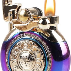 WIYETY Vintage Lighter, Antique Lighter, Refillable Kerosene Lighter, Windproof Trench Lighter, Birthday Gifts for Men with Gift Box (Multicolor)