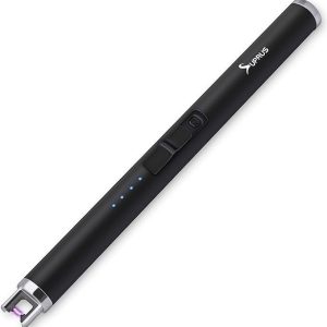 SUPRUS Plasma Lighter, Electric Bar Lighter, Triple Security, USB Charging, Portable, Windproof, Flameless, Black