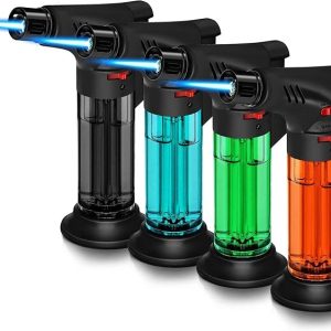 WANBRO 4 Pack Flashlight Lighter, Powerful Windproof Jet Flame, Butane Gas Refill, with Safety Lock, Mini Torch Lighters for Candle, Fireworks (Gas Not Included)